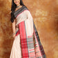 Pearl White with Red Border-Handloom Cotton Saree-024