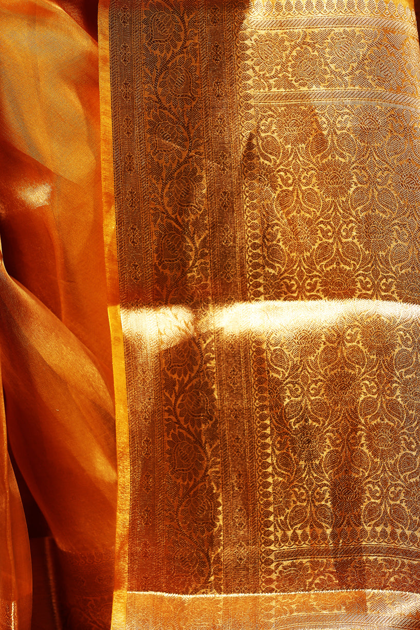 Macaroon Yellow Tissue Silk Saree-001