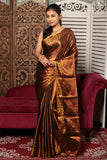 Golden Brown Tissue Silk Saree-002