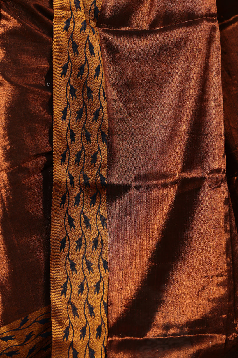 Golden Brown Tissue Silk Saree-002