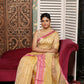 Pale Golden Yellow with Pink Border Tissue Silk Saree-003