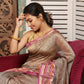 Light Gray with Pink Border Tissue Silk Saree-004