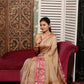 Pale Brown with Pink Border Tissue Silk Saree-006