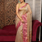 Pale Brown with Pink Border Tissue Silk Saree-006