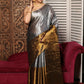 Silver Gray with Golden Border Tissue Silk Saree-007