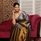 Silver Gray with Golden Border Tissue Silk Saree-007