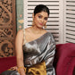 Silver Gray with Golden Border Tissue Silk Saree-007