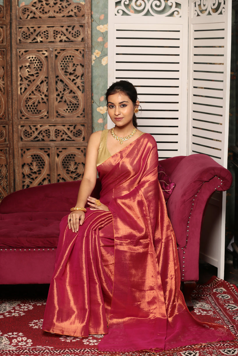 Red Tiisue Silk Saree-009