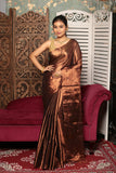 Golden Wood Brown Tissue Silk Saree-010