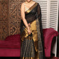 Blak with Golden Strites Tissue Silk Saree-013