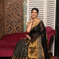 Blak with Golden Strites Tissue Silk Saree-013