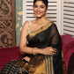 Blak with Golden Strites Tissue Silk Saree-013