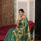 Golden Leaf Green Tissue Silk Saree-015