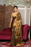 Dark Artichoke Yellow Tissue Silk Saree-016