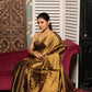 Dark Artichoke Yellow Tissue Silk Saree-016