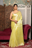 Pale Greenish Yellow Tissue Silk Saree-017