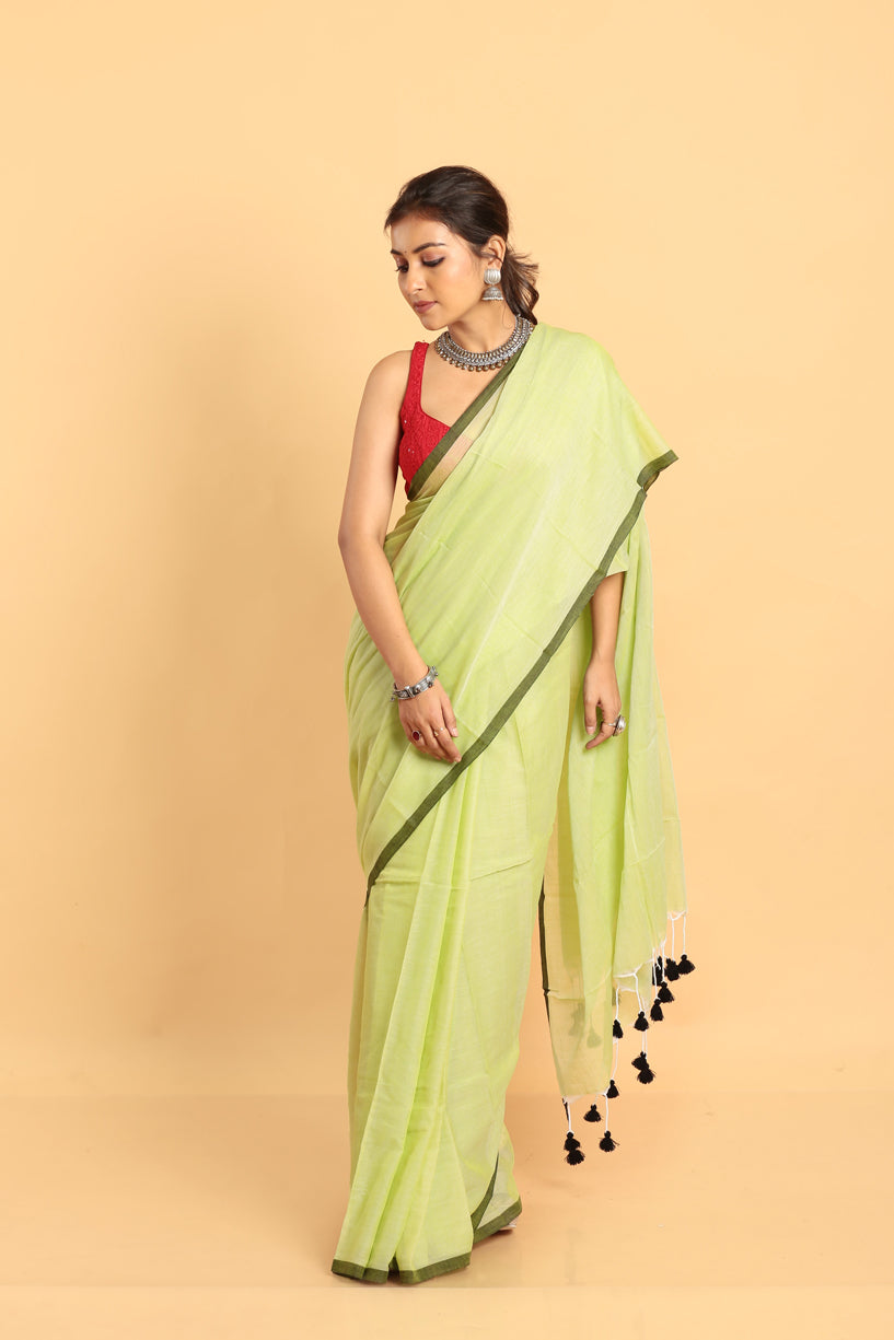 Fern Green-Handloom Cotton Saree-027