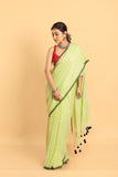 Fern Green-Handloom Cotton Saree-027