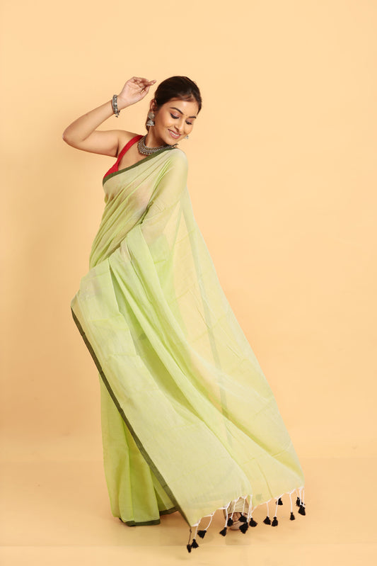 Fern Green-Handloom Cotton Saree-027