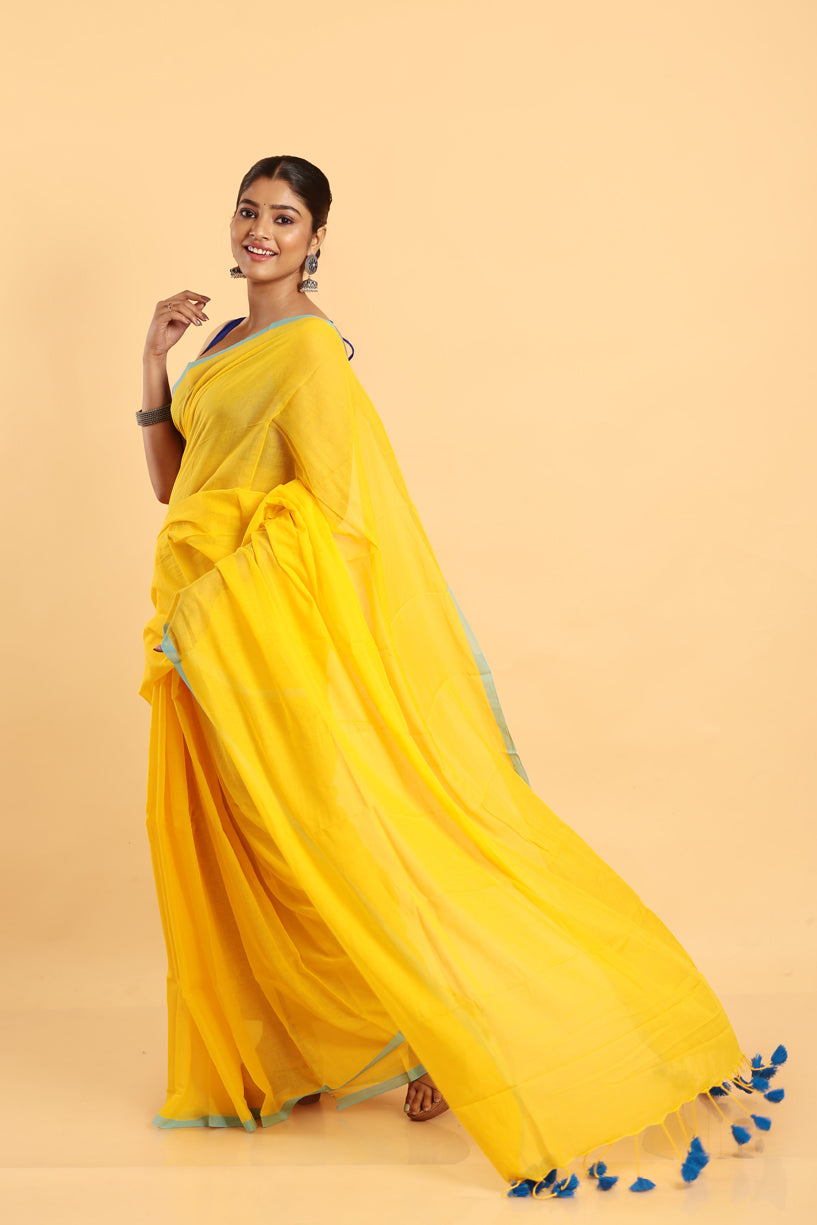 Cadmium Yellow-Handloom Cotton Saree-028