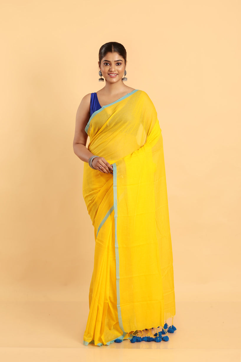 Cadmium Yellow-Handloom Cotton Saree-028