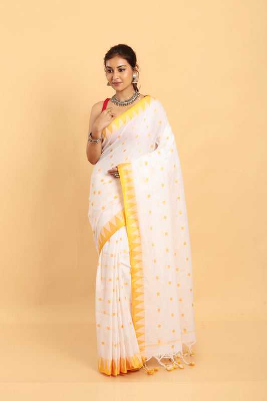 White -Handloom Cotton Saree-031