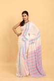 Pearl White-Handloom Cotton Saree-033