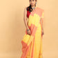 Lemon Yellow-Handloom cotton Saree-034