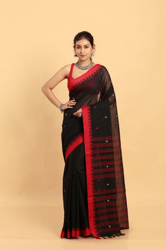 Black-Handloom Cotton Saree-035