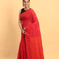 Candy Red-Handloom Cotton Saree-047