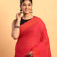 Candy Red-Handloom Cotton Saree-047