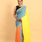 Blue and Yellow-Handloom Cotton Saree-049