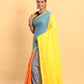 Blue and Yellow-Handloom Cotton Saree-049