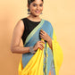 Blue and Yellow-Handloom Cotton Saree-049