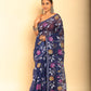 Muslin Jamdani in Persian Blue Saree-054