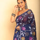 Muslin Jamdani in Persian Blue Saree-054