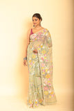 Muslin Jamdani in Plae Yellow Saree-058