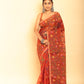 Muslin Jamdani in Candy Red Saree-069