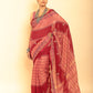 Cherry Red Handloom Cotton Saree-061