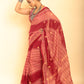 Cherry Red Handloom Cotton Saree-061