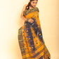 Yellow and Black Handloom Cotton Saree-073