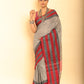 Grey and Red Border Handloom Cotton Saree-077