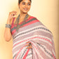 Cream and Pale Red Border Handloom Cotton Saree-079