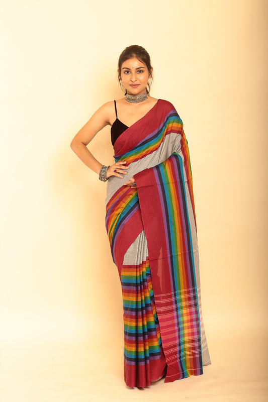 Multicolor Handloom Cotton Saree-087