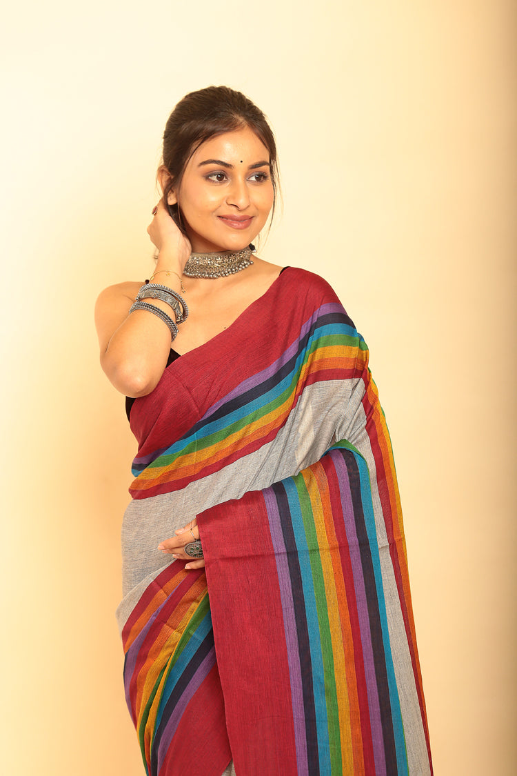 Multicolor Handloom Cotton Saree-087