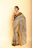 Black and Yellow Border Handloom Cotton Saree-091