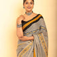 Black and Yellow Border Handloom Cotton Saree-091