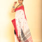 Salt White and Red Border Handloom Cotton Saree-095