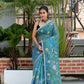 Olympic Blue Muslin Jamdani Saree-071