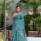 Olympic Blue Muslin Jamdani Saree-071